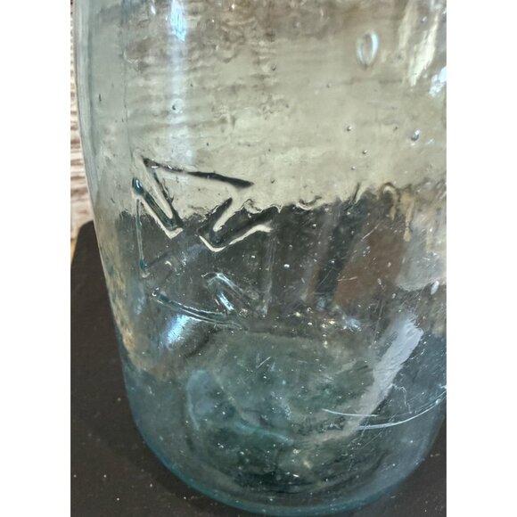 Mason's Hero Cross Patent Nov. 30 1858 Blue Glass Canning Jar Pint Size - Picture 7 of 16